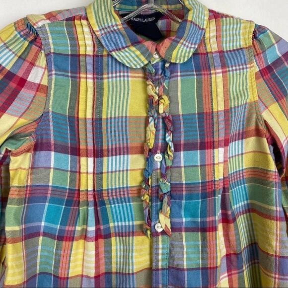 Ralph Lauren Plaid Ruffle Long Sleeve Top - Picture 3 of 4